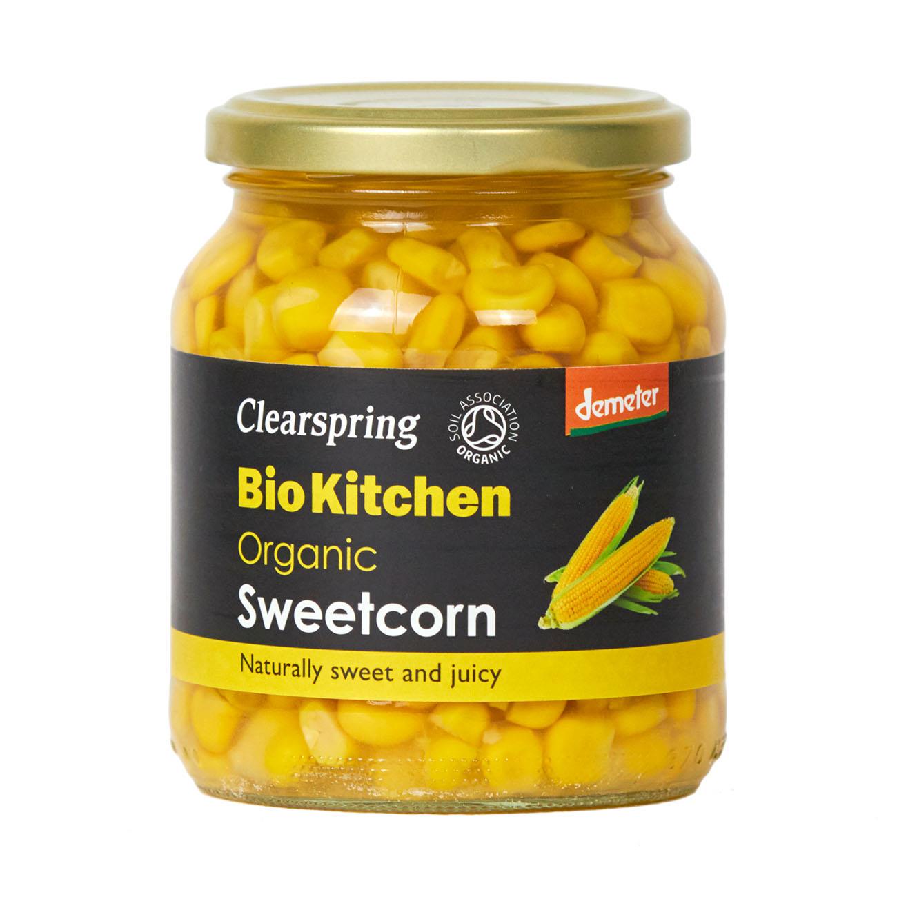 Clearspring Organic Sweetcorn Demeter Bio Kitchen 350g front packaging