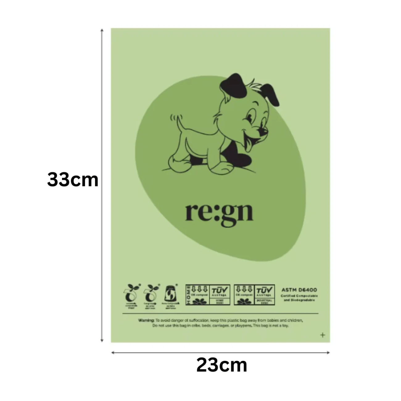 Re:gn Compostable Dog Poop Bags 120 Bags actual product size