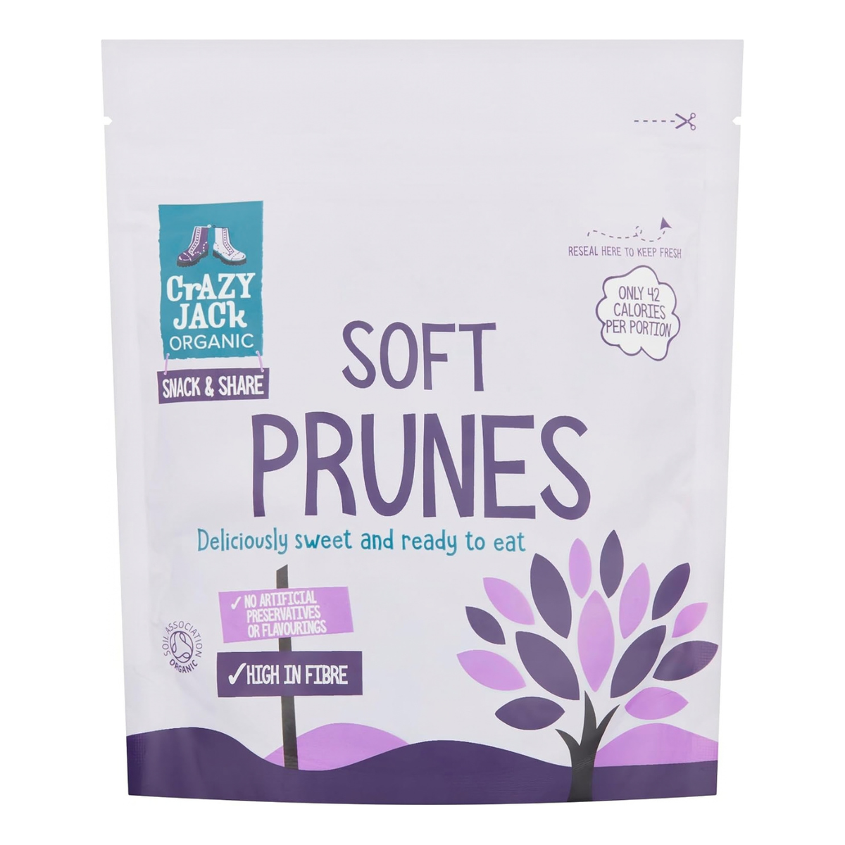 Crazy Jack Organic Soft Prunes 200g front packaging