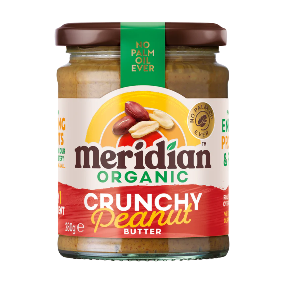 Meridian Crunchy Peanut Butter 100% 280g front packaging