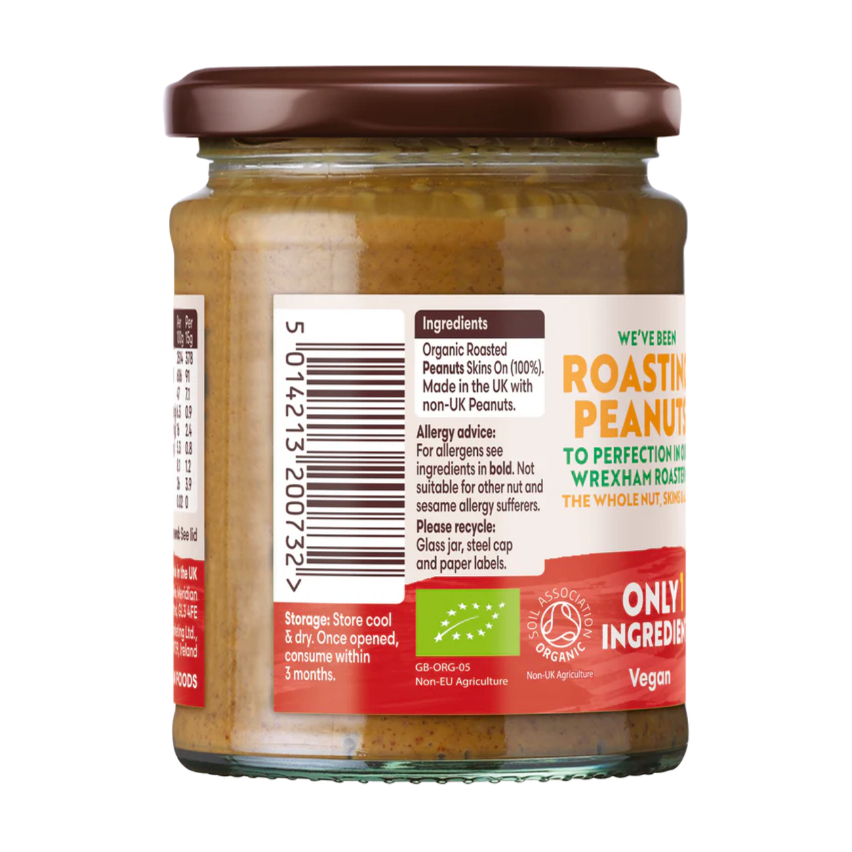 Meridian Crunchy Peanut Butter 100% 280g side 1 packaging