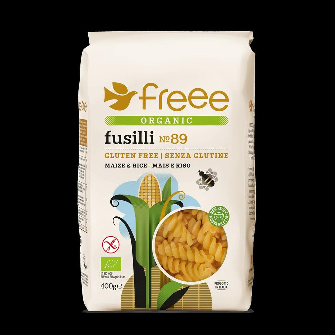 Freee Organic Maize and Rice Fusilli Gluten Free Pasta pack
