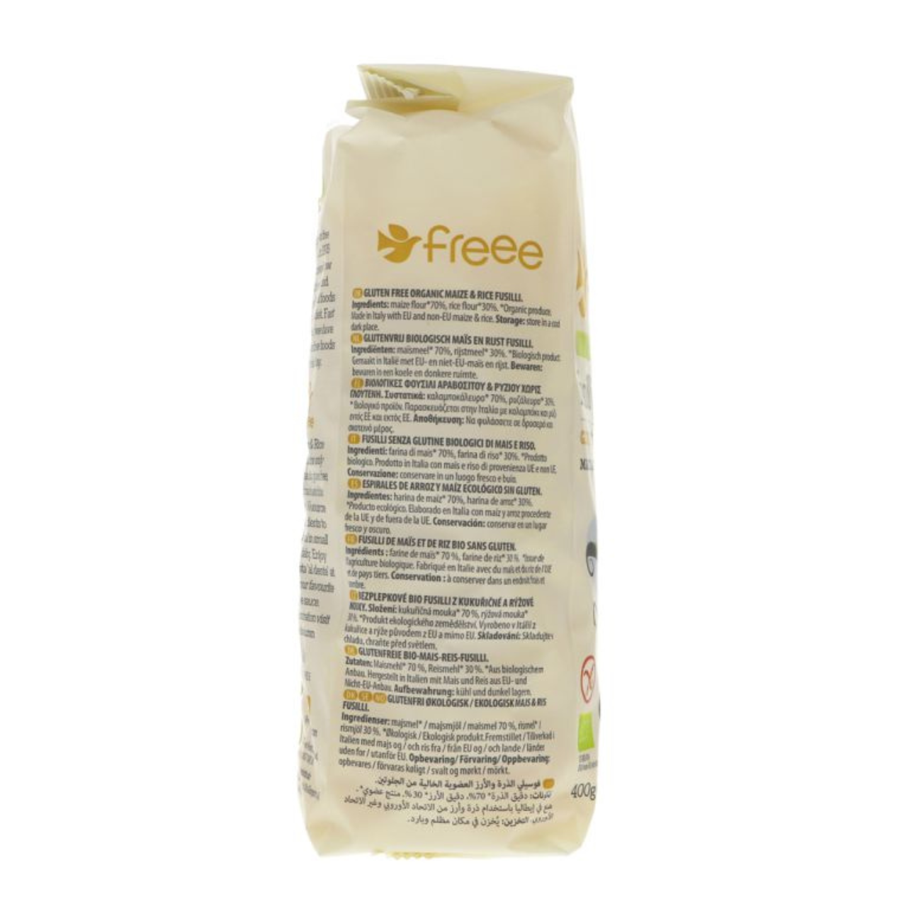  Doves Farm Freee Organic Maize and Rice Fusilli Gluten Free Pasta 400g side image 2