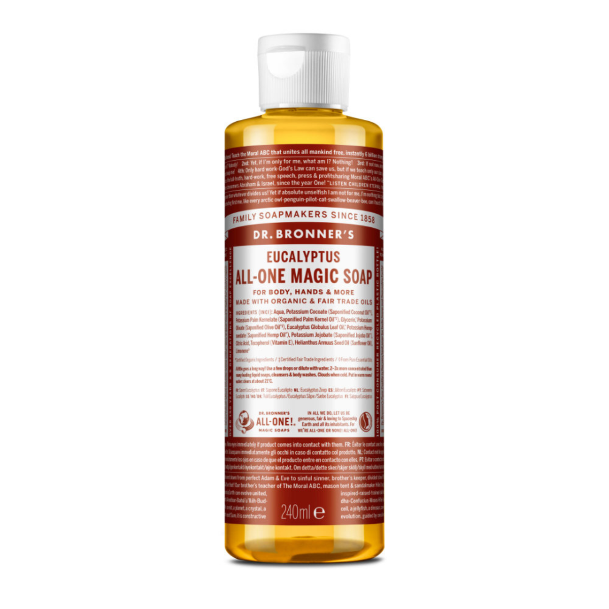 Dr. Bronner Eucalyptus Pure-Castile Liquid Soap 240ml front packaging