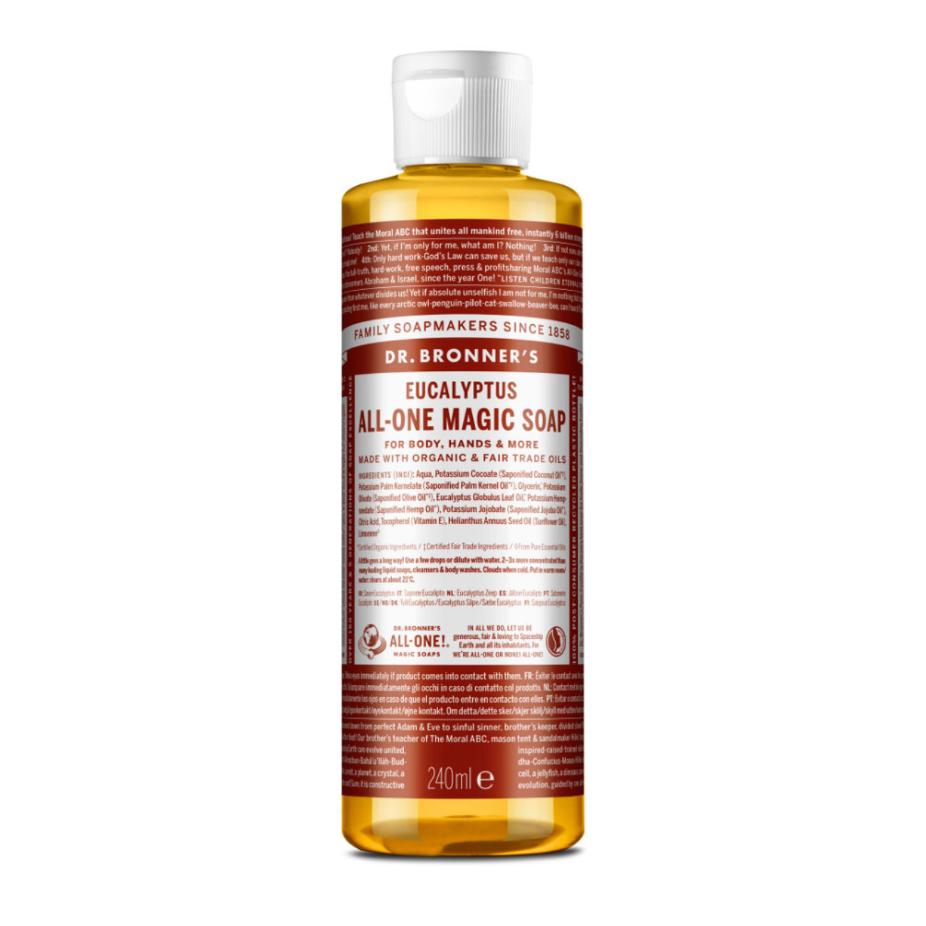 Dr. Bronner Eucalyptus Pure-Castile Liquid Soap 240ml front packaging