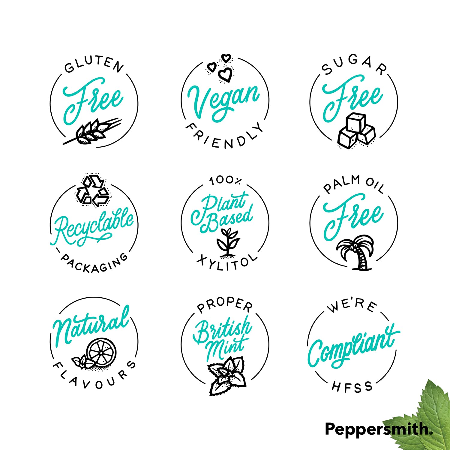 English Peppermint Xylitol Gum 50g Mighty Pouch - Peppersmith - xylitol gum - Eco Natural Products