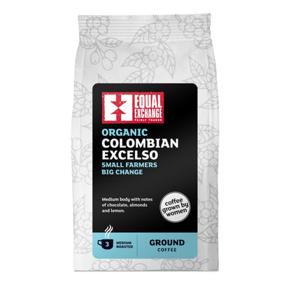 Equal Exchange Organic Colombian Excelso Coffee Ground 200g front