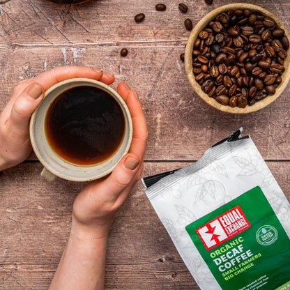 Equal Exchange Organic Decaf Medium Roast Coffee 200g – Lifestyle image