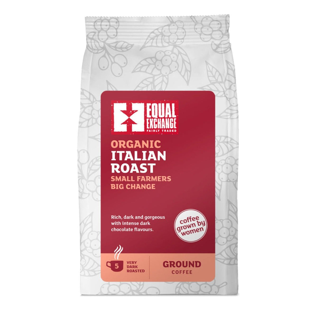 Equal Exchange Organic Italian Roast Coffee Ground 200g – Front of Pack