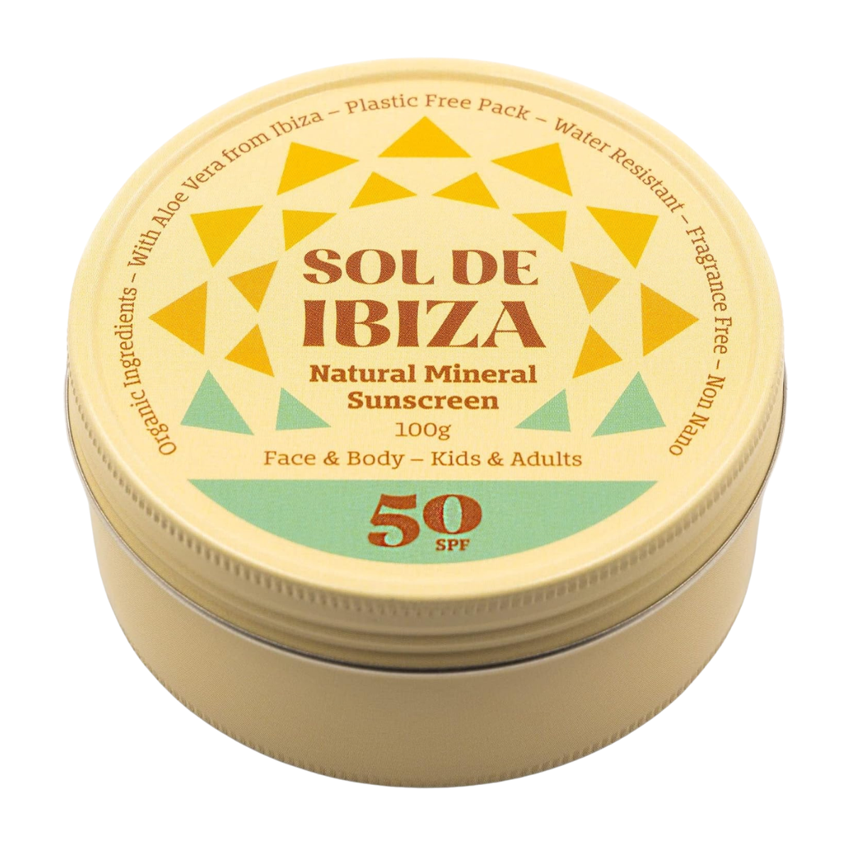 Sol De Ibiza Face & Neck Mineral Sunscreen SPF50 front packaging