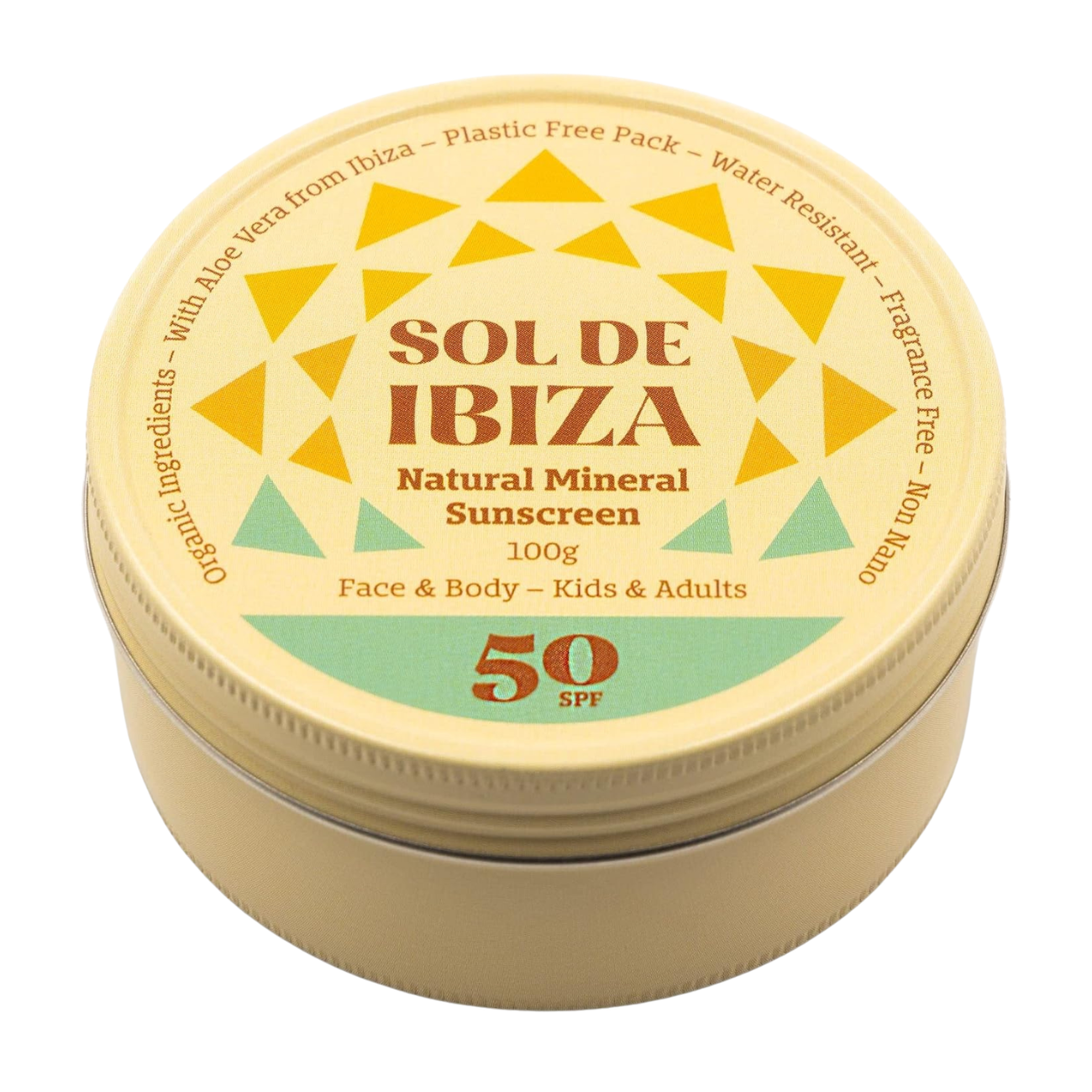 Sol De Ibiza Face & Neck Mineral Sunscreen SPF50 front packaging