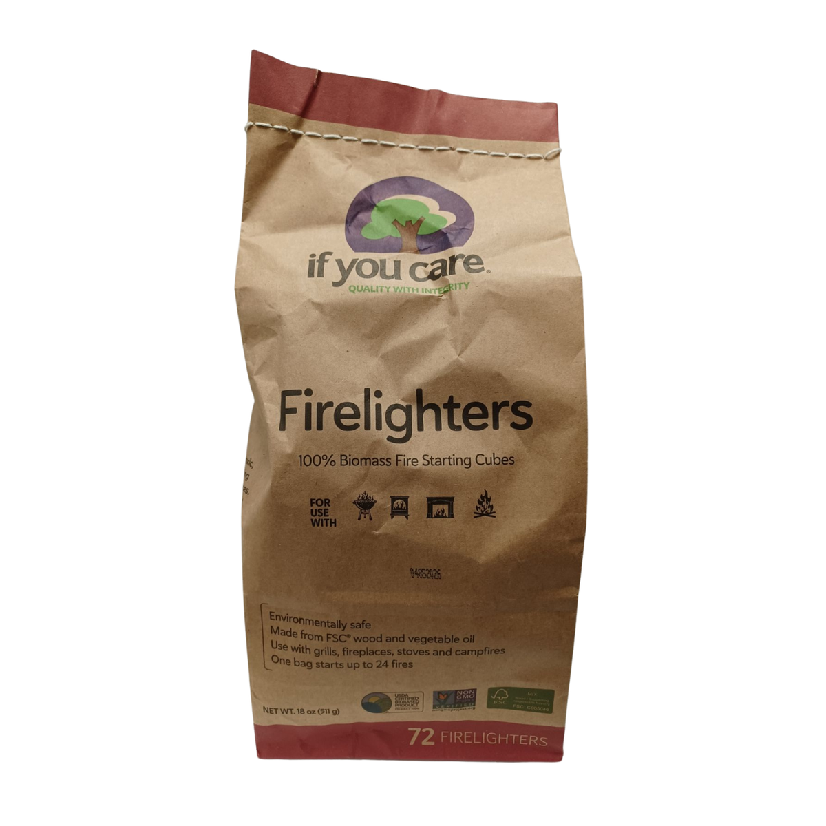 Firelighters Non-toxic Wood and Vegetable 72 pieces