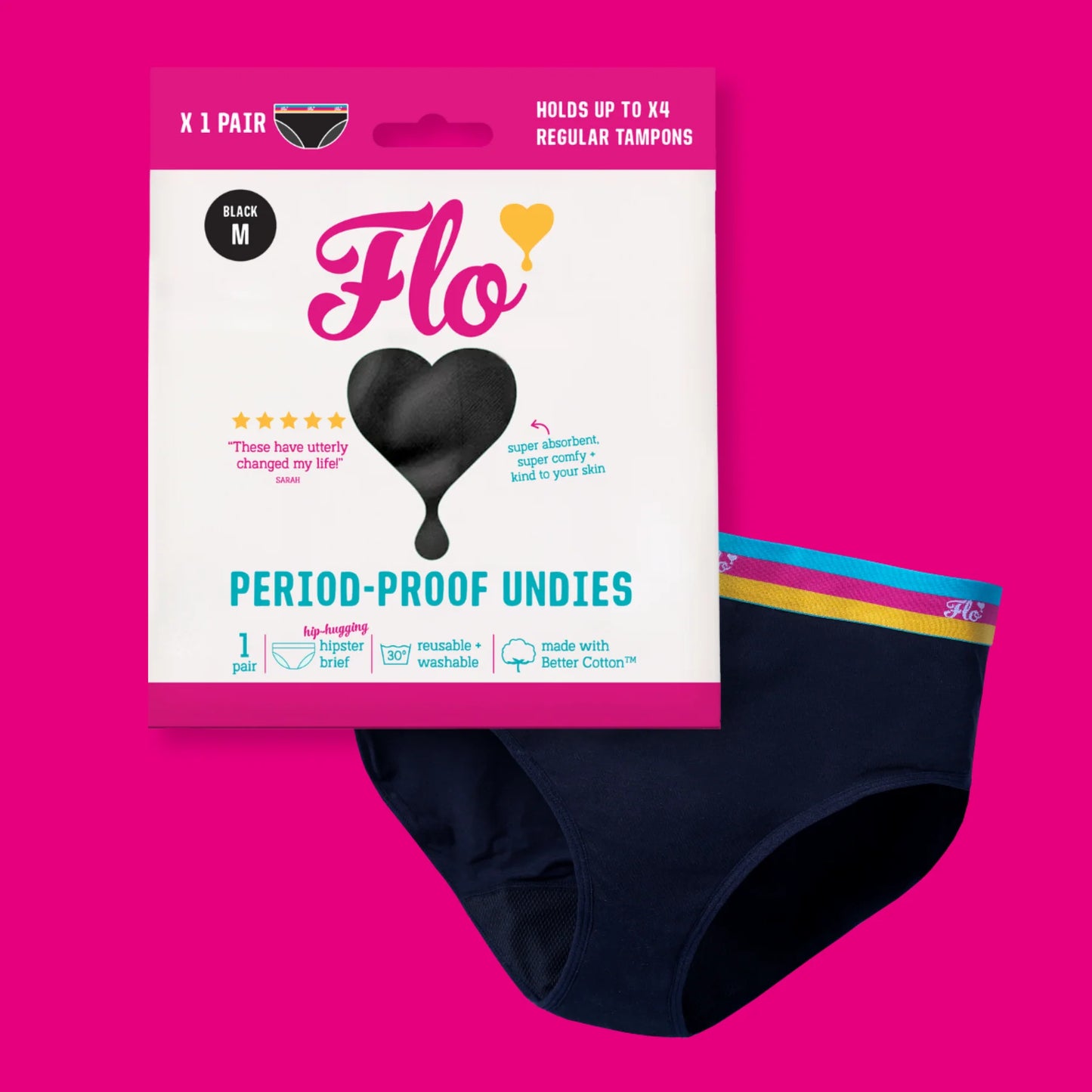Period Pants – Black 7 Sizes