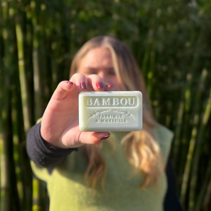 French Marseille Soap Bambou (Bamboo) 125g lifestyle image