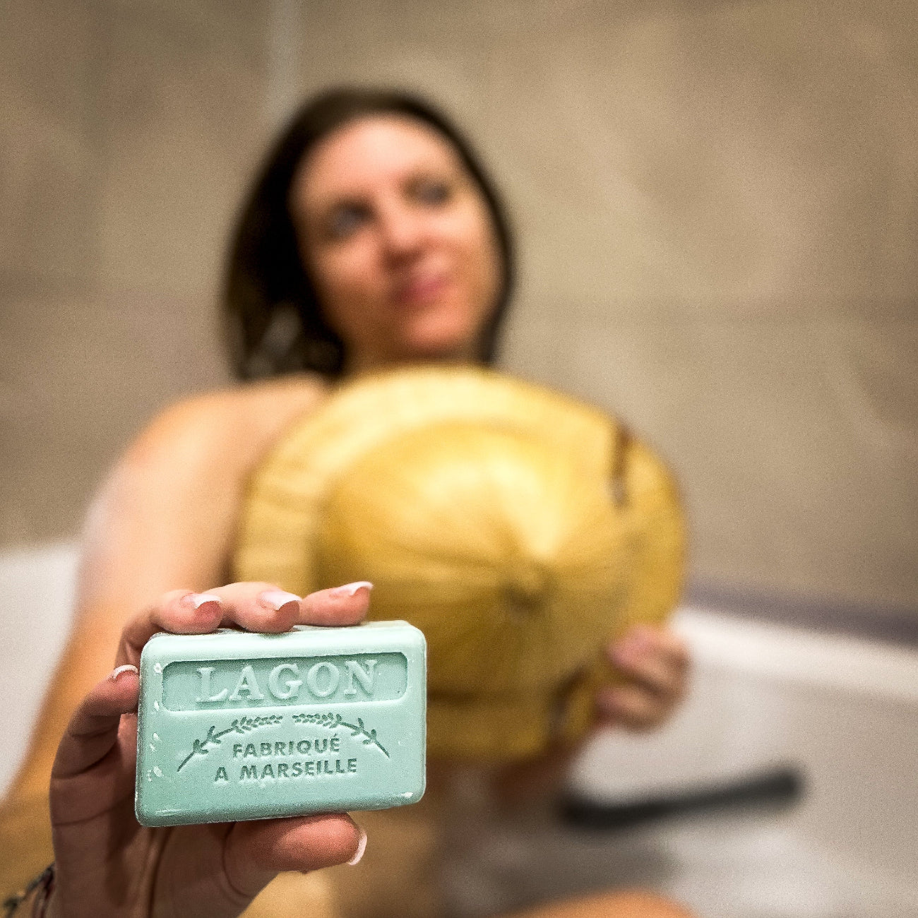 French Marseille Soap Lagon (Lagoon) 125g lifestyle image