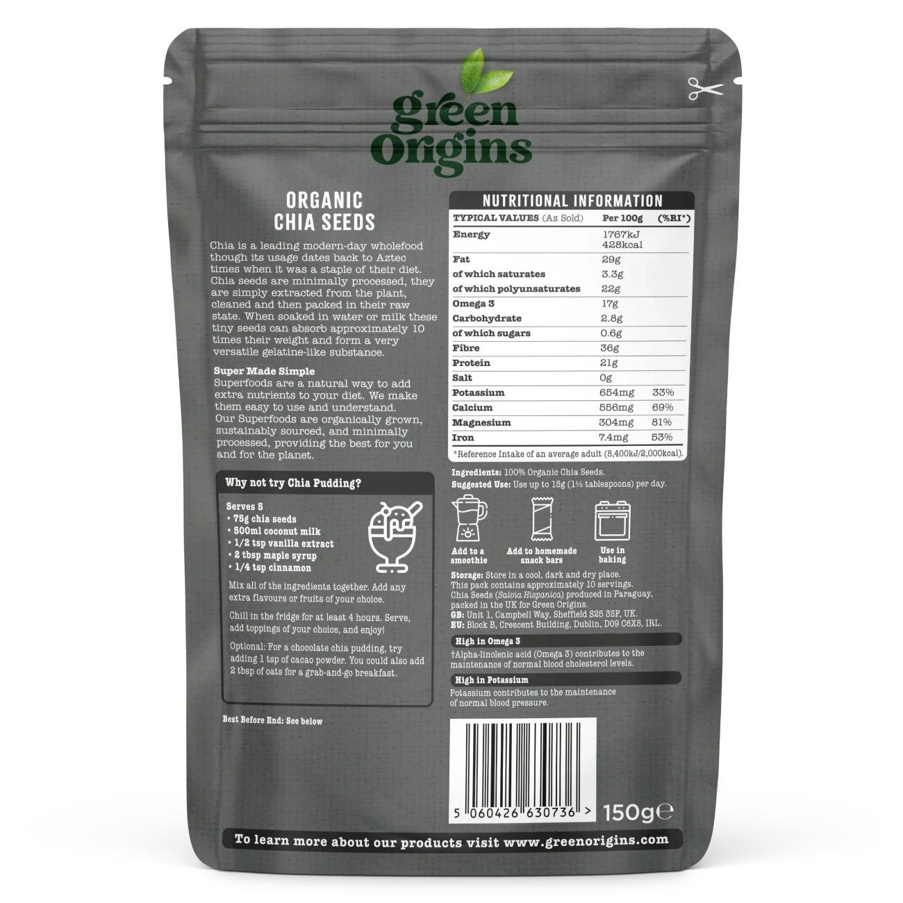 Organic Chia Seeds (Raw) 150g