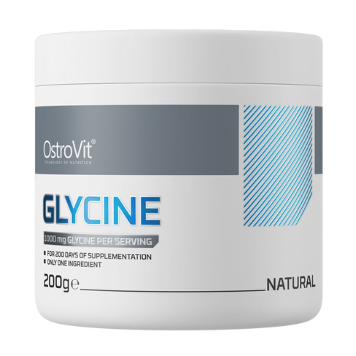 OstroVit Glycine Powder 200g — pure L-glycine amino acid, unflavoured
