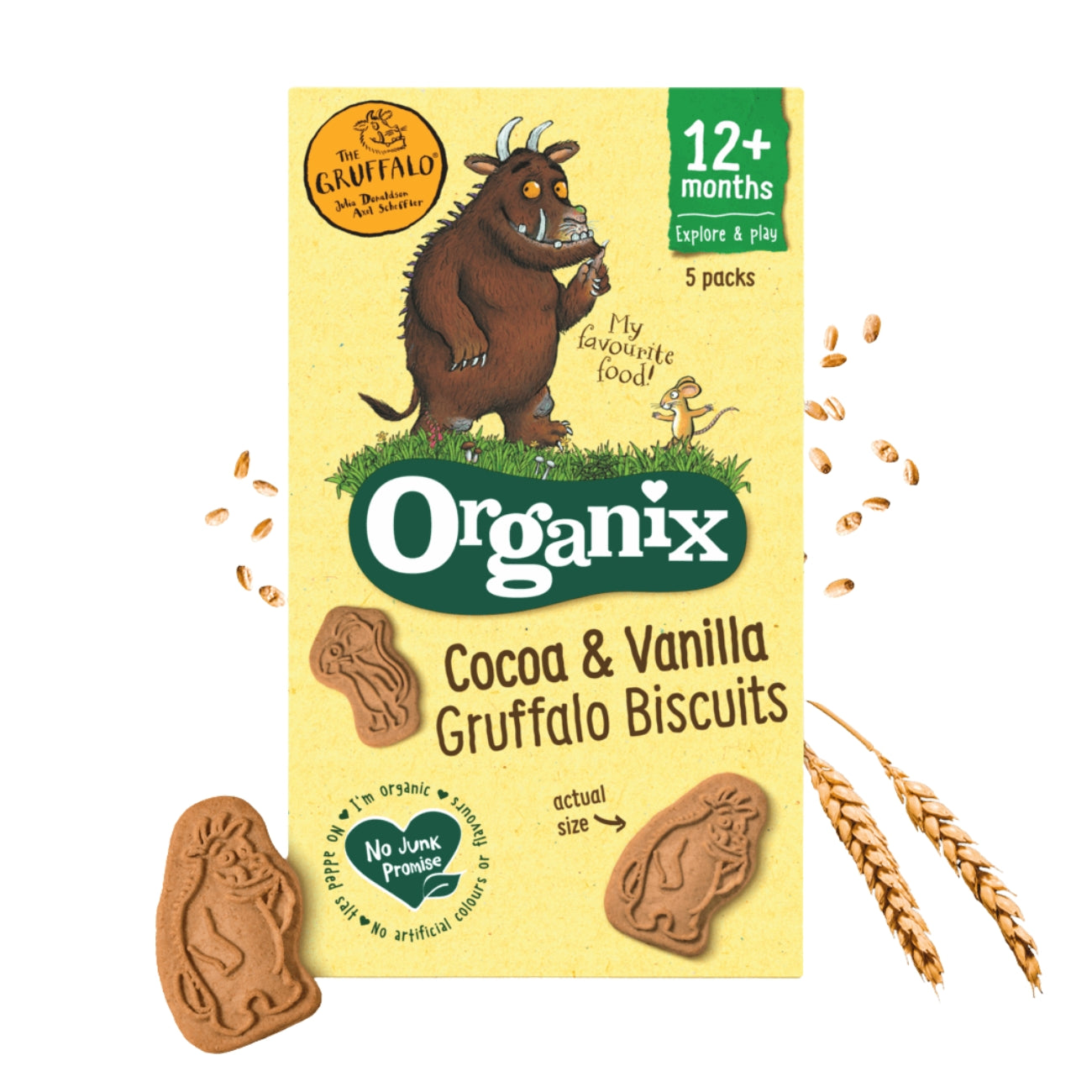 Organix Gruffalo Cocoa & Vanilla Biscuits 5 x 20g lifestyle image 2
