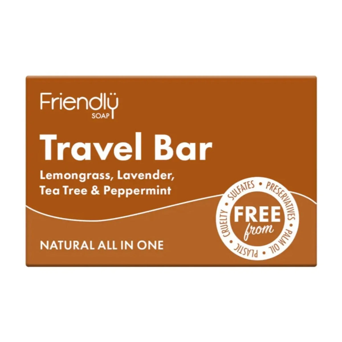 Friendly Soap Hair and Body Bar Travel Soap 95g front packaging