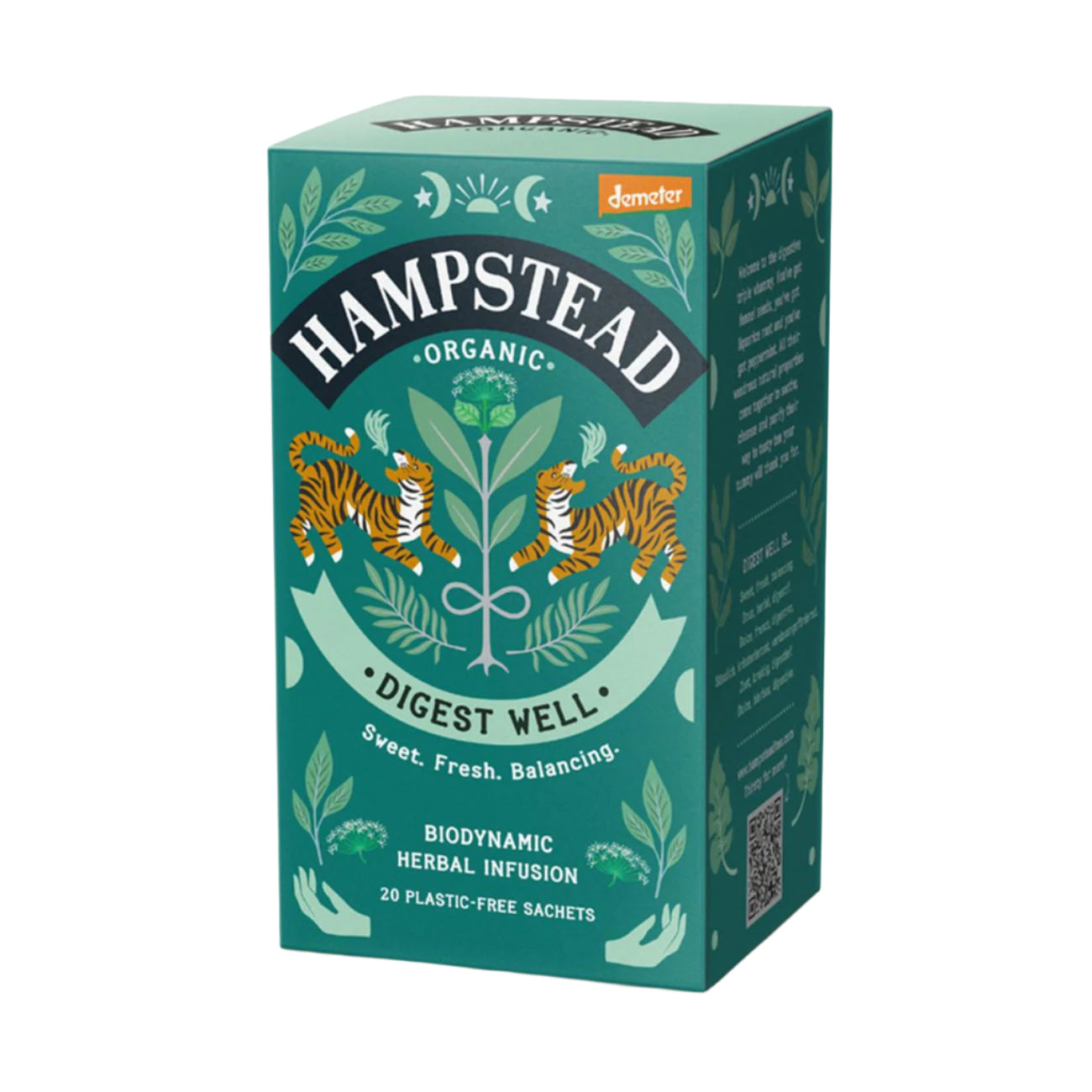 Hampstead Tea Organic Digest Well Herbal Infusion 20 Bags front packaging