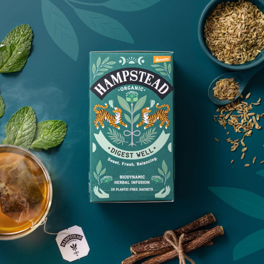 Hampstead Tea Organic Digest Well Herbal Infusion 20 Bags lifestyle image