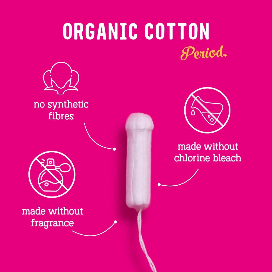 Here We Flo Combo Pack Tampons Non-Applicator no synthetic fibers