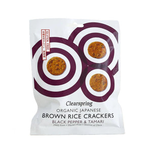 Japanese Brown Rice Crackers Black Pepper & Tamari 40g