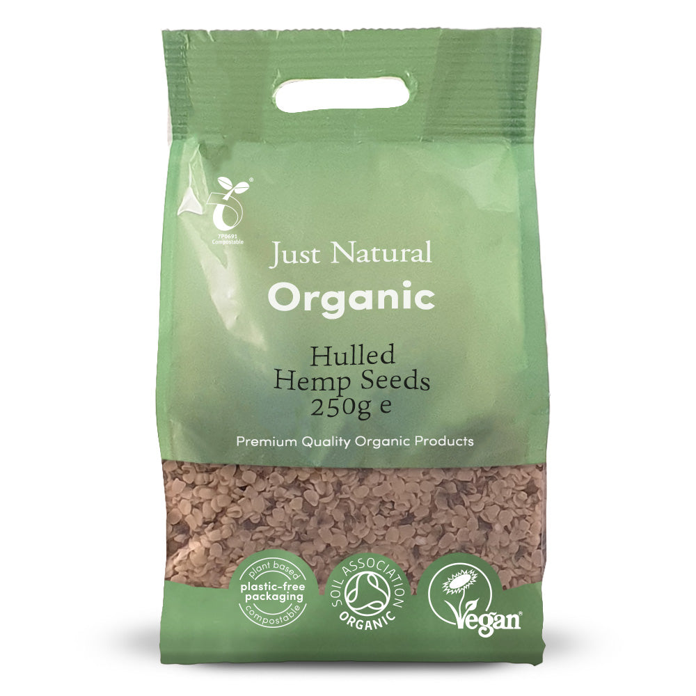 Just Natural Organic Hemp Seeds Hulled 250g — certified organic, plastic-free