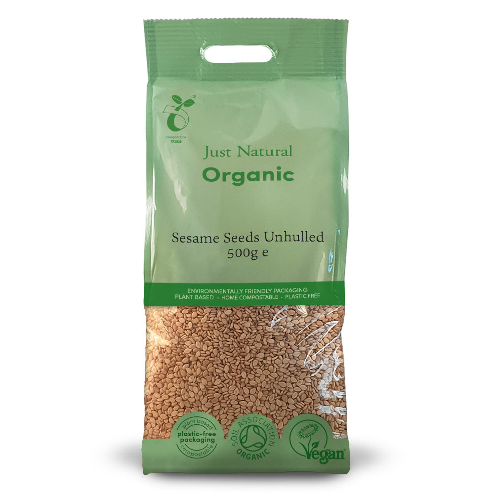 Just Natural Organic Sesame Seeds Unhulled — certified organic, plastic-free