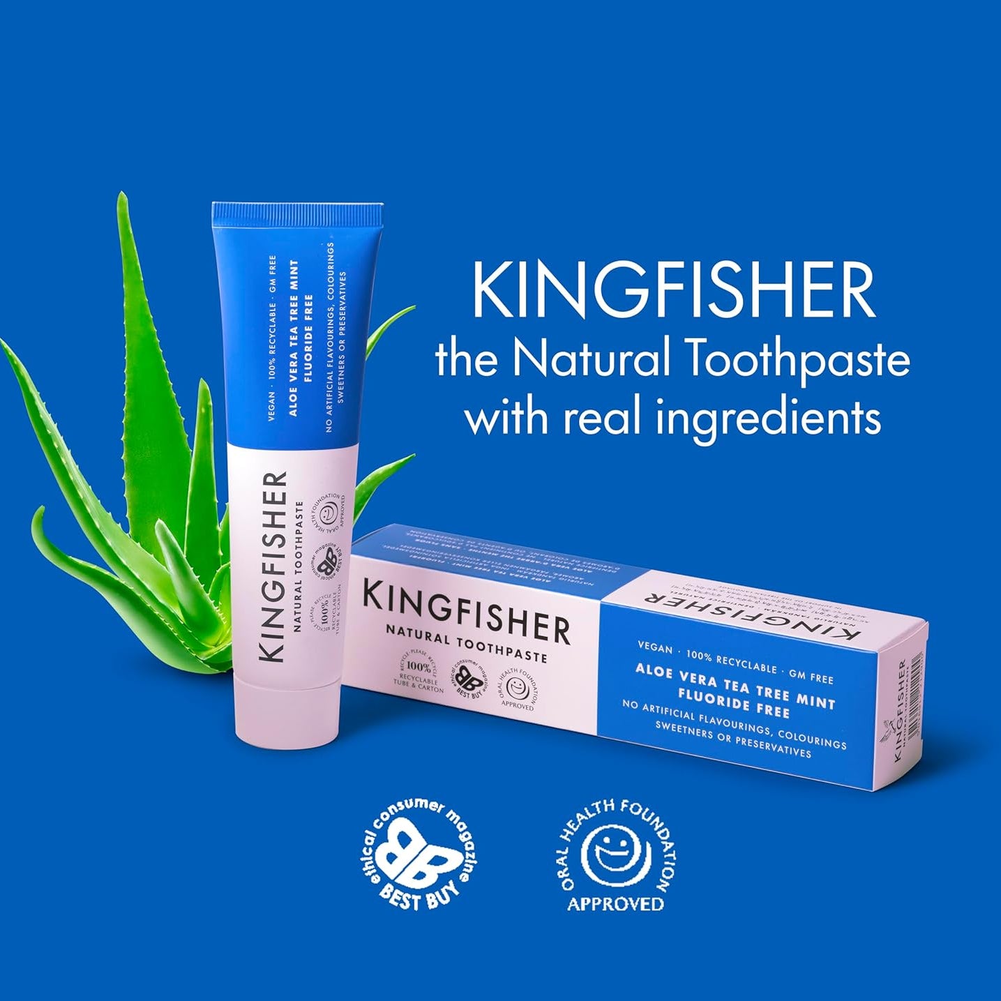 Kingfisher Aloe Vera Tea Tree Mint Toothpaste 100ml with real ingredients