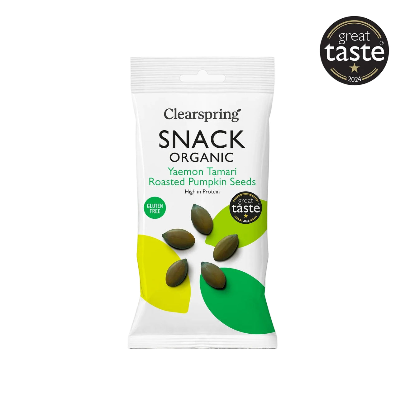 Clearspring Organic Tamari Roasted Pumpkin Seeds Snack 30g front packaging