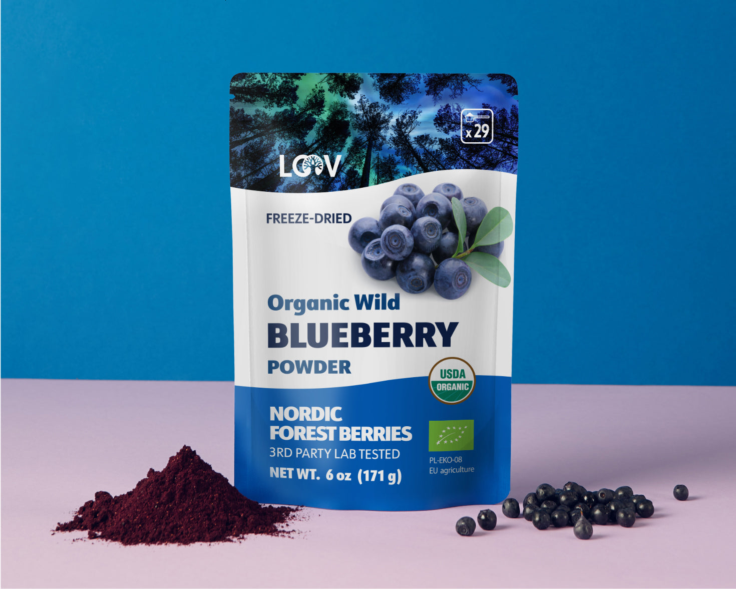 Loov Organic Wild Blueberry Powder — pouch packaging