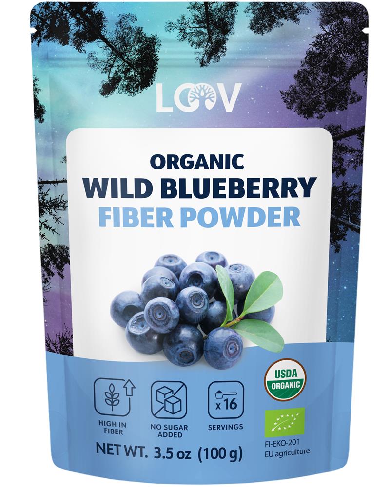 Loov Organic Wild Blueberry Pomace Powder 100g — freeze-dried Nordic bilberry