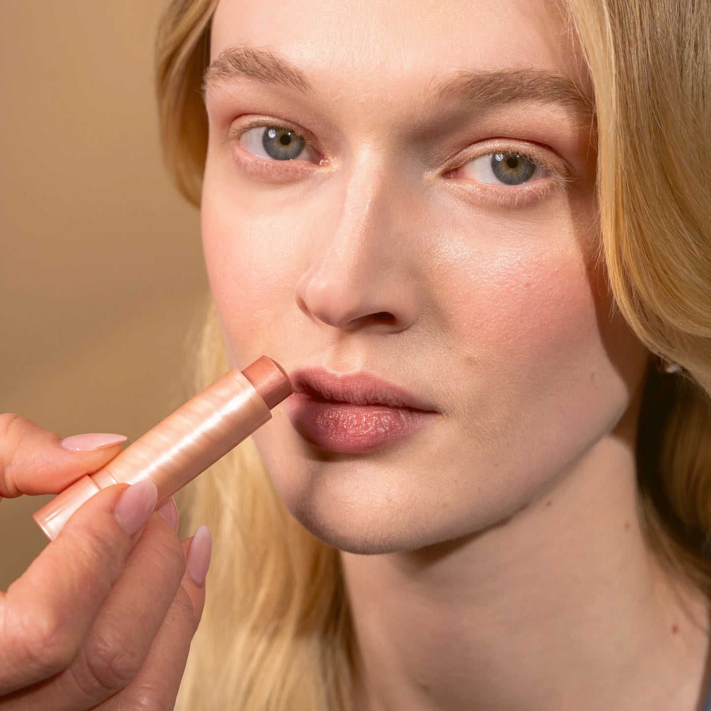 Lavera Organic Sundown Gold 03 Multi Balm New 4.5g applied on lips