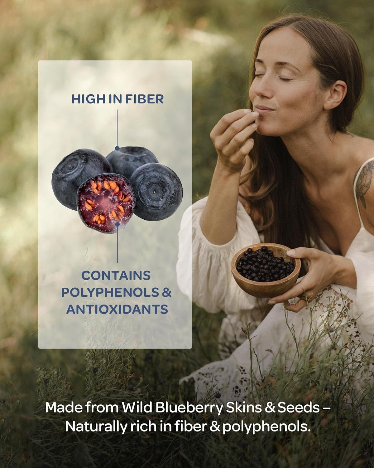 Loov Organic Wild Blueberry Pomace Powder 100g — freeze-dried Nordic bilberry made from wild blueberry skins and seeds
