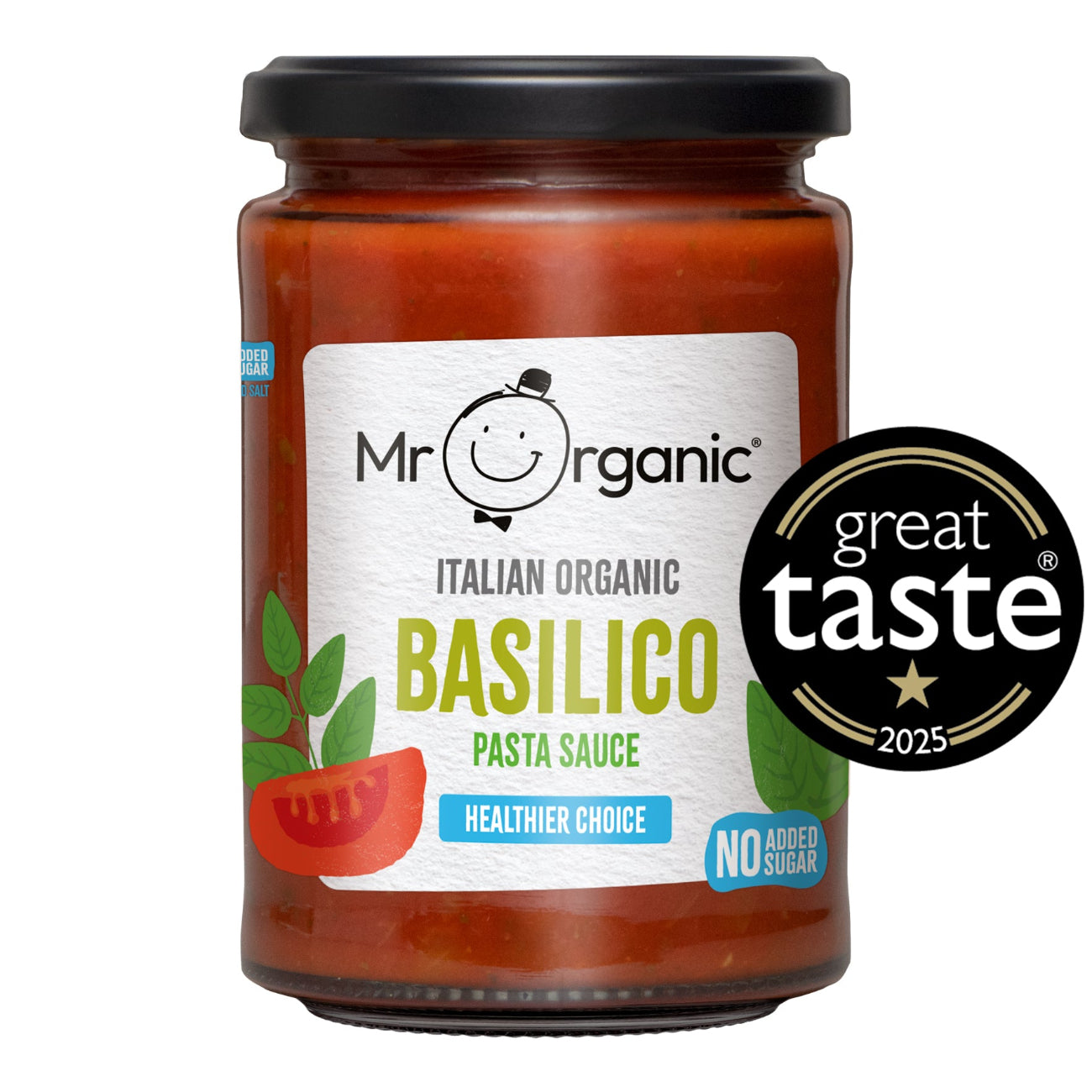 Mr Organic Basilico Pasta Sauce 350g front packaging