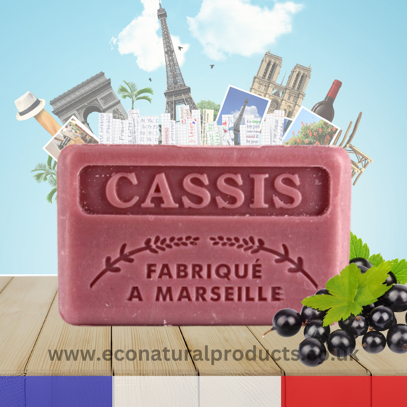French Marseille Soap Cassis (Blackcurrant) 125g