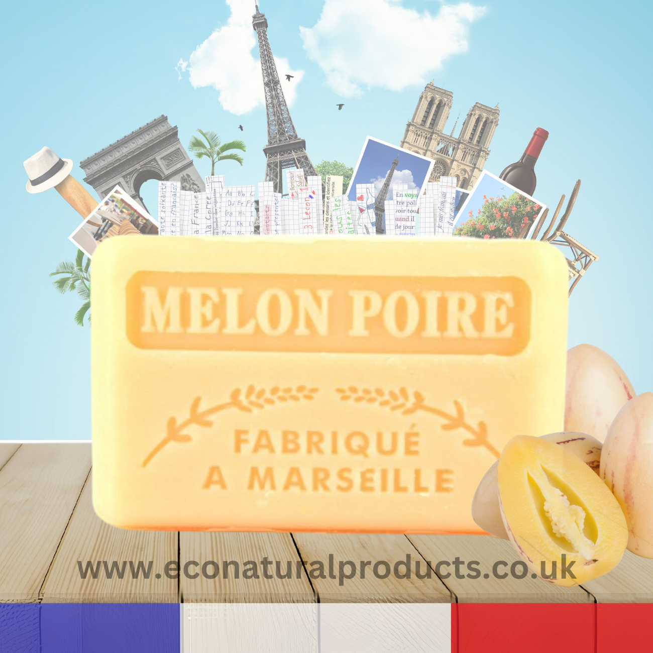 French Marseille Soap Melon Poire (Melon Pear) 125g