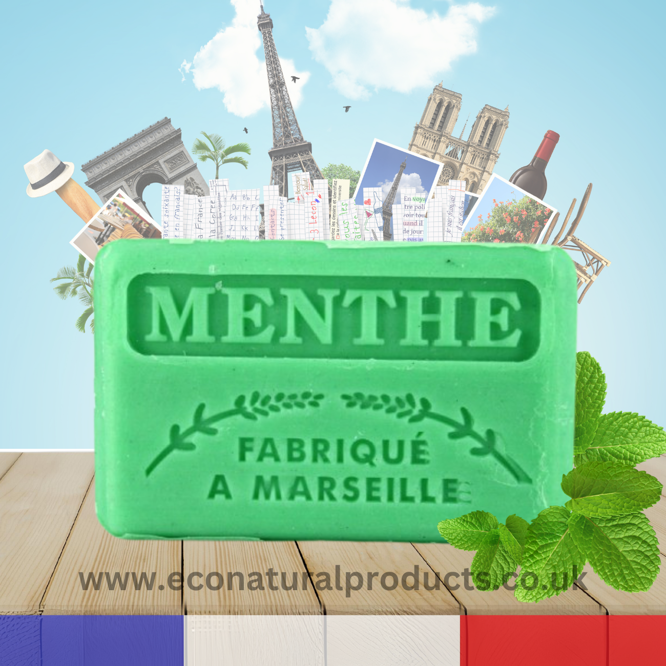 French Marseille Soap Menthe (Mint) 125g