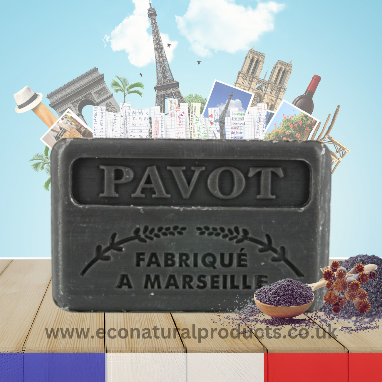 French Marseille Soap Pavot (Poppy Seeds) 125g