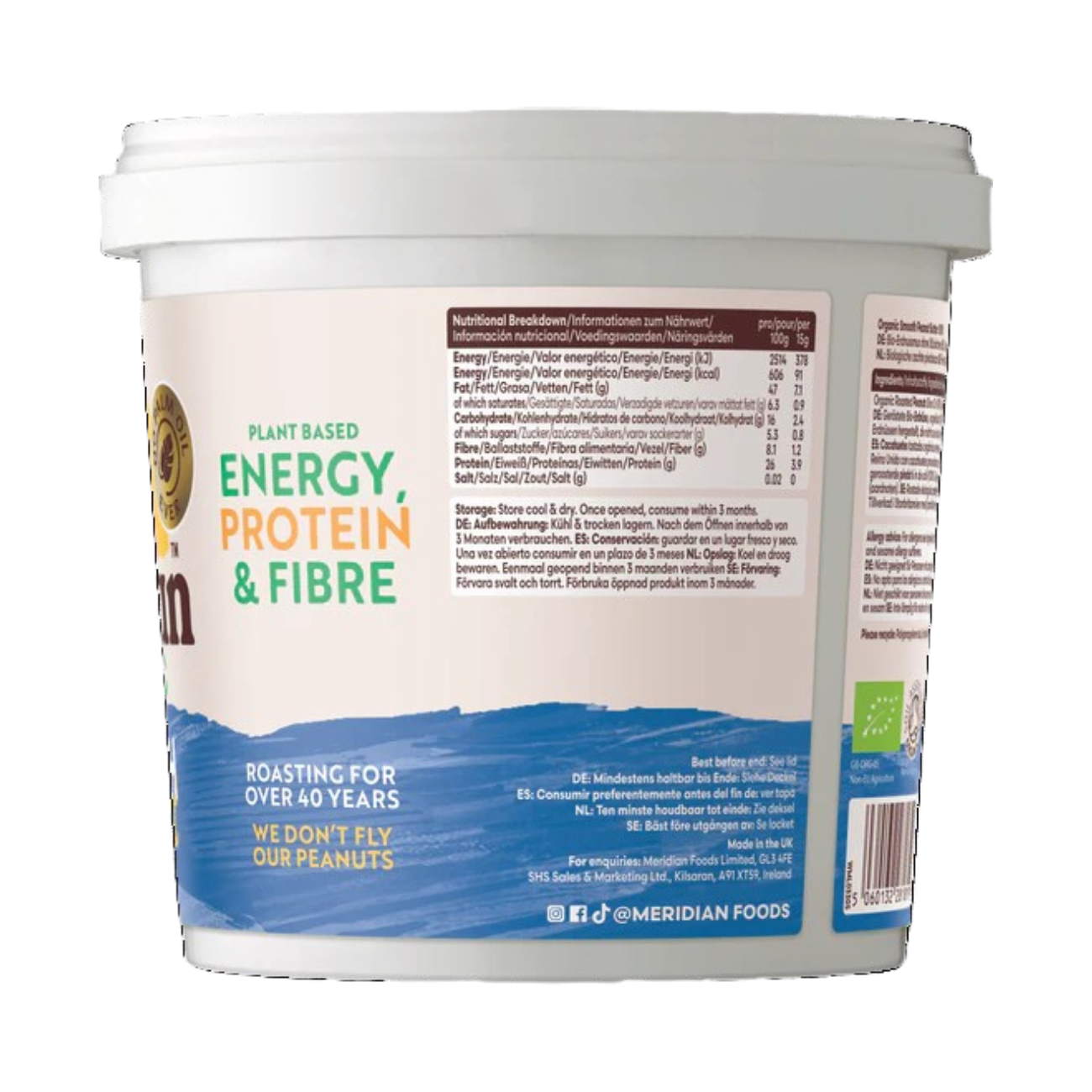 Meridian Organic Smooth Peanut Butter 100% 1kg lifestyle image