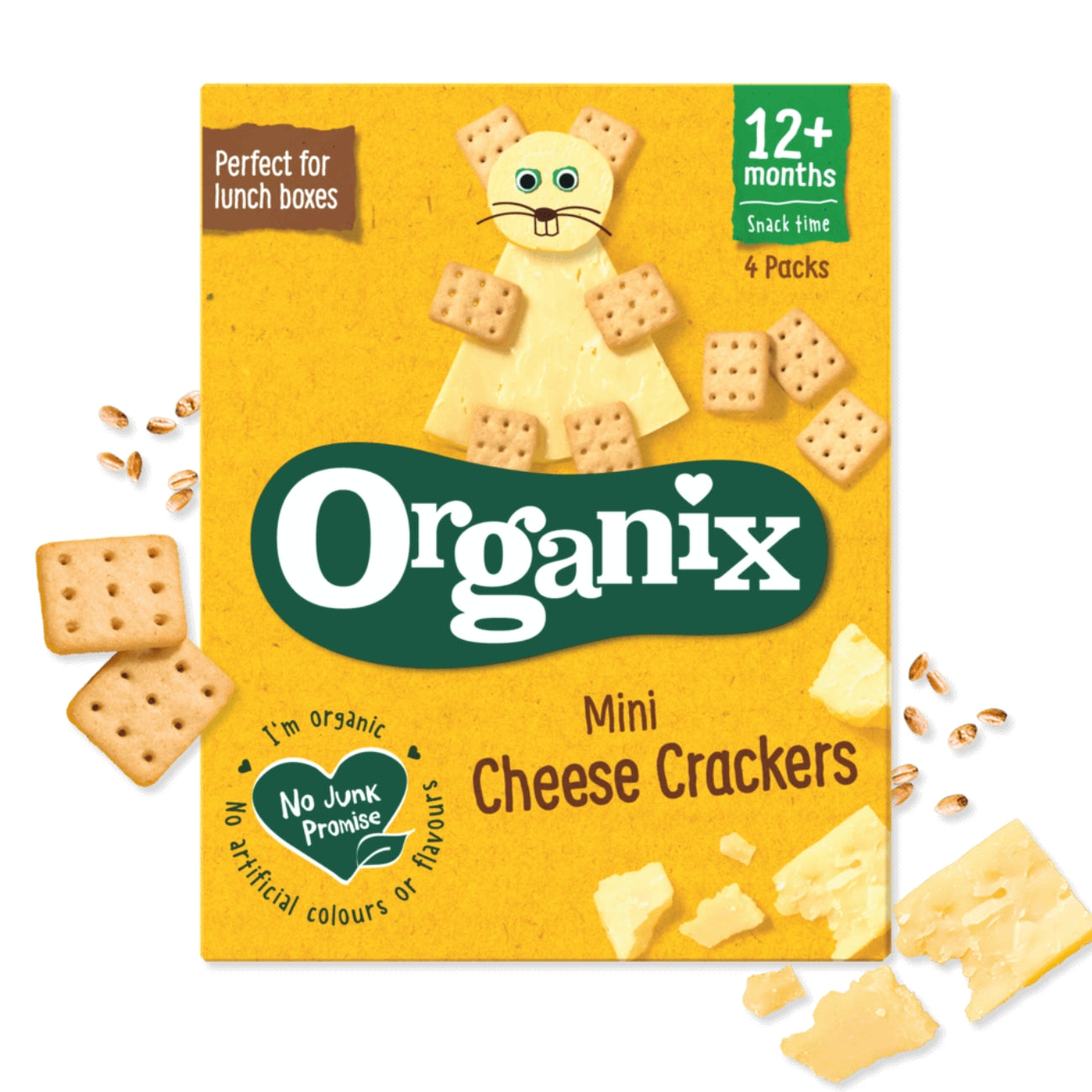 Organix Mini Organic Cheese Crackers Toddler Snack 4 x 20g lifestyle image