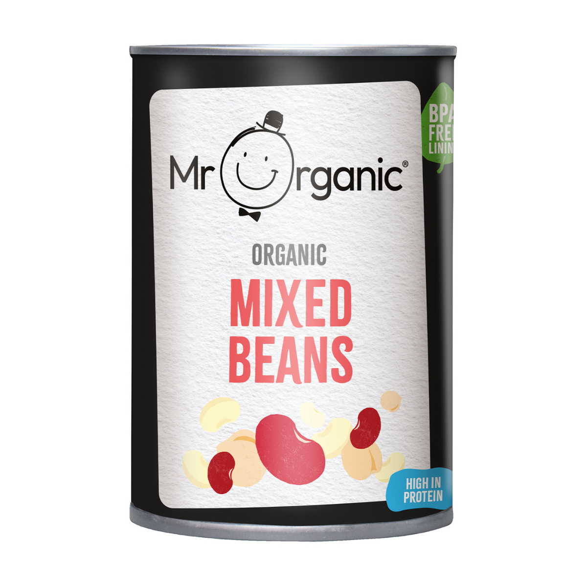 Mr Organic Mixed Beans Tin 400g front packaging