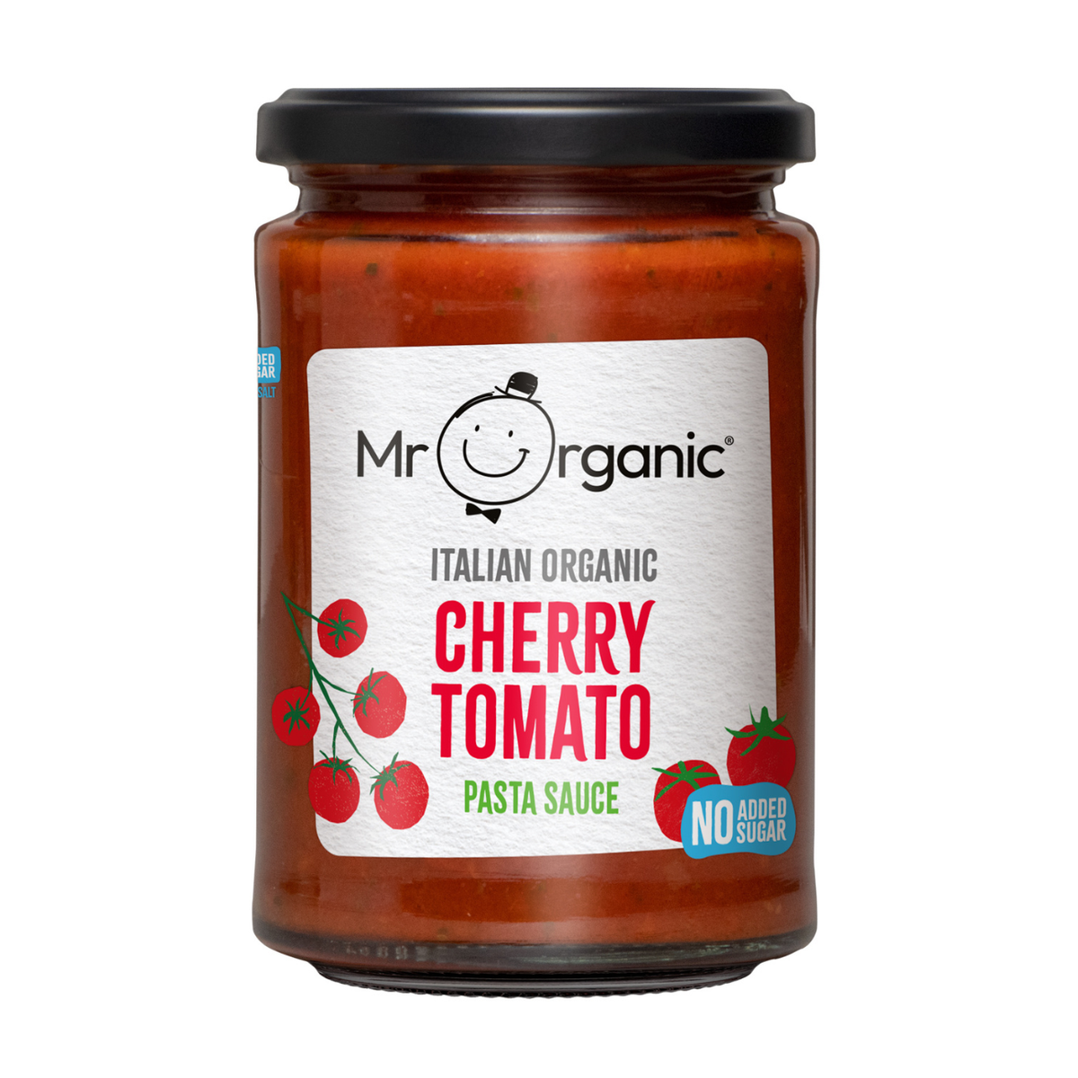Mr Organic Cherry Tomato Pasta Sauce 350g front packaging