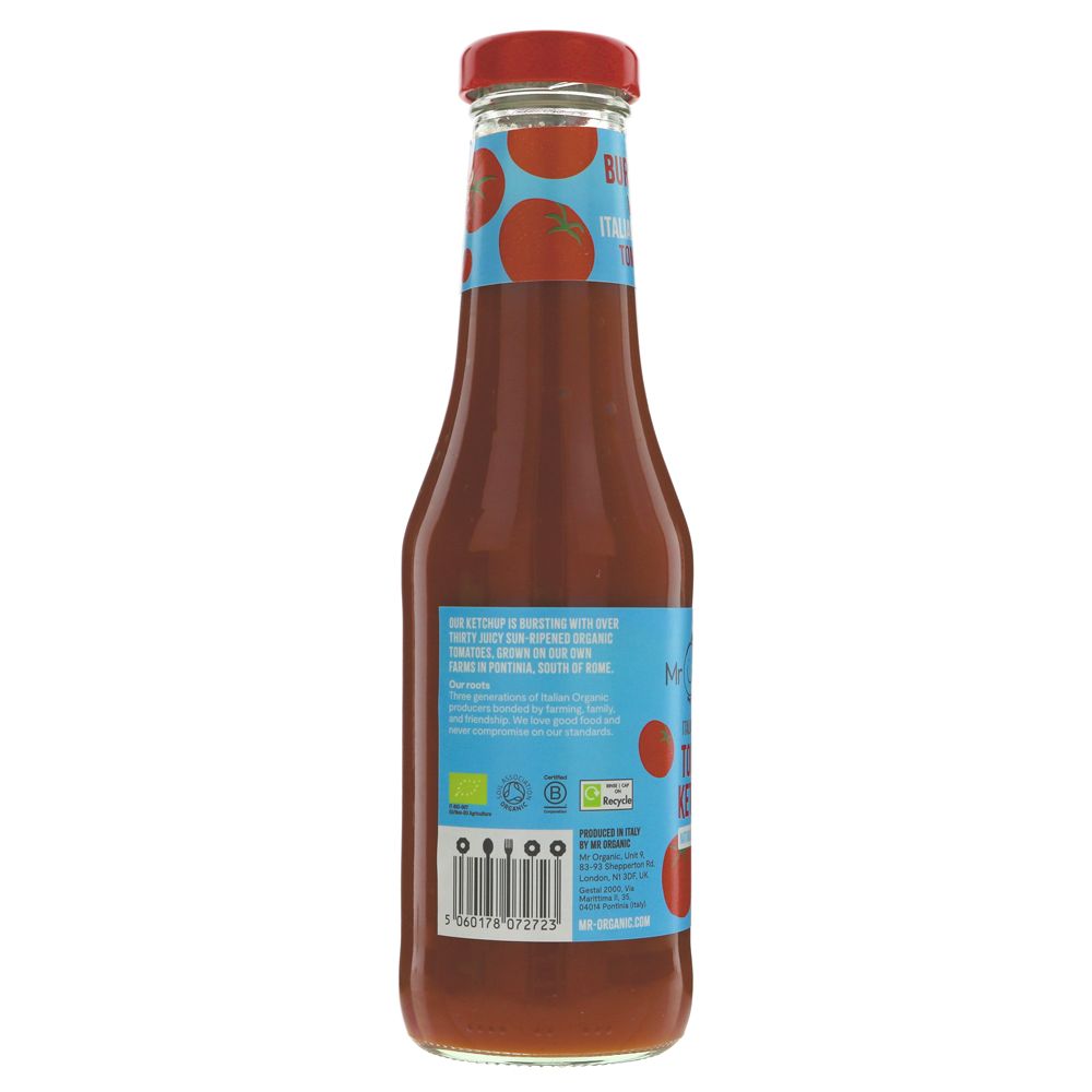 Mr Organic No Added Sugar Ketchup 480g side 2 packaging