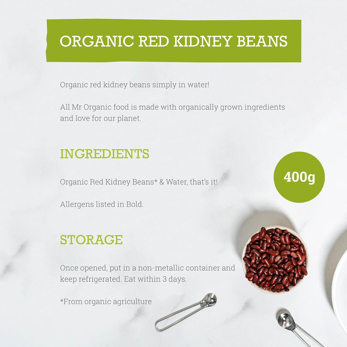 Mr Organic Red Kidney Beans Tin 400g details