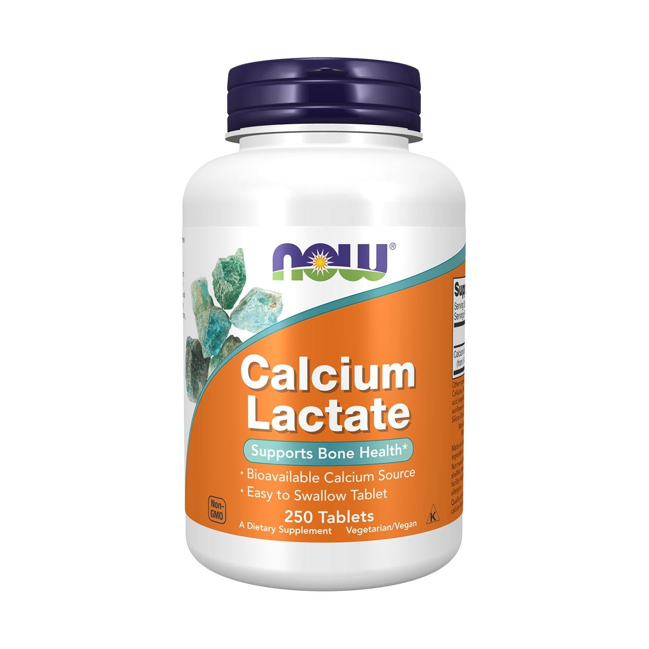 NOW Foods Calcium Lactate 250 Tablets – Front Label