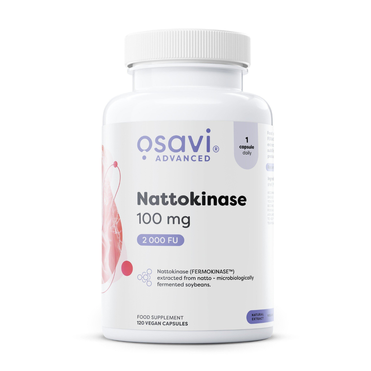 Osavi Osavi Nattokinase 100mg 120 Capsules — FERMOKINASE 2000 FU vegan 