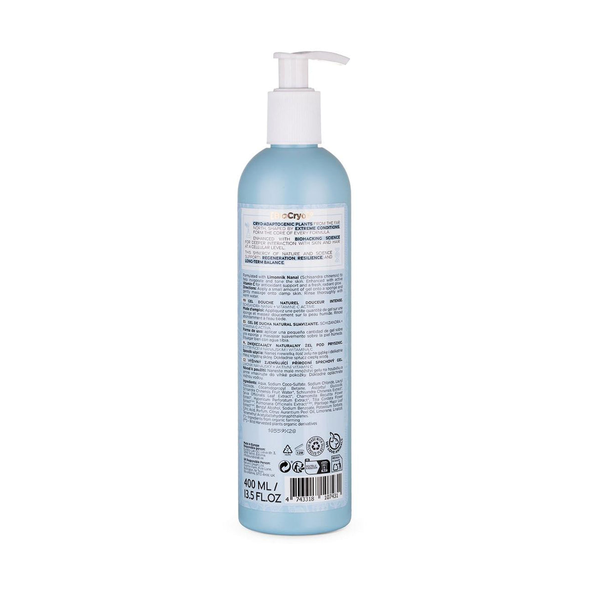 Natura Siberica BioCryo Rich Softening Shower Gel 400ml back packaging