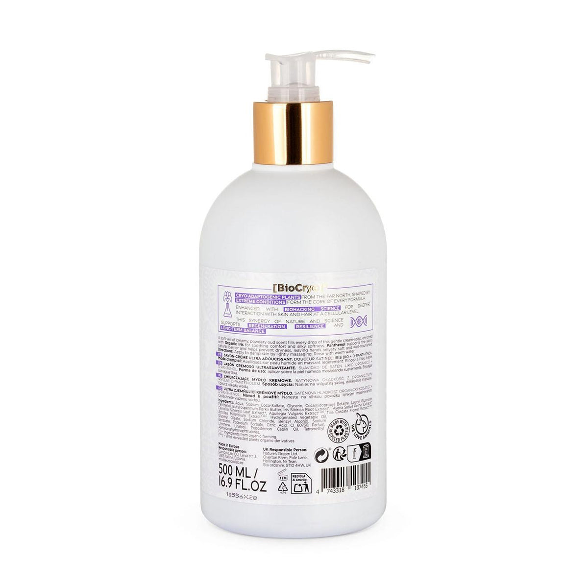 Natura Siberica BioCryo Satin Smooth Cream Soap 500ml back packaging